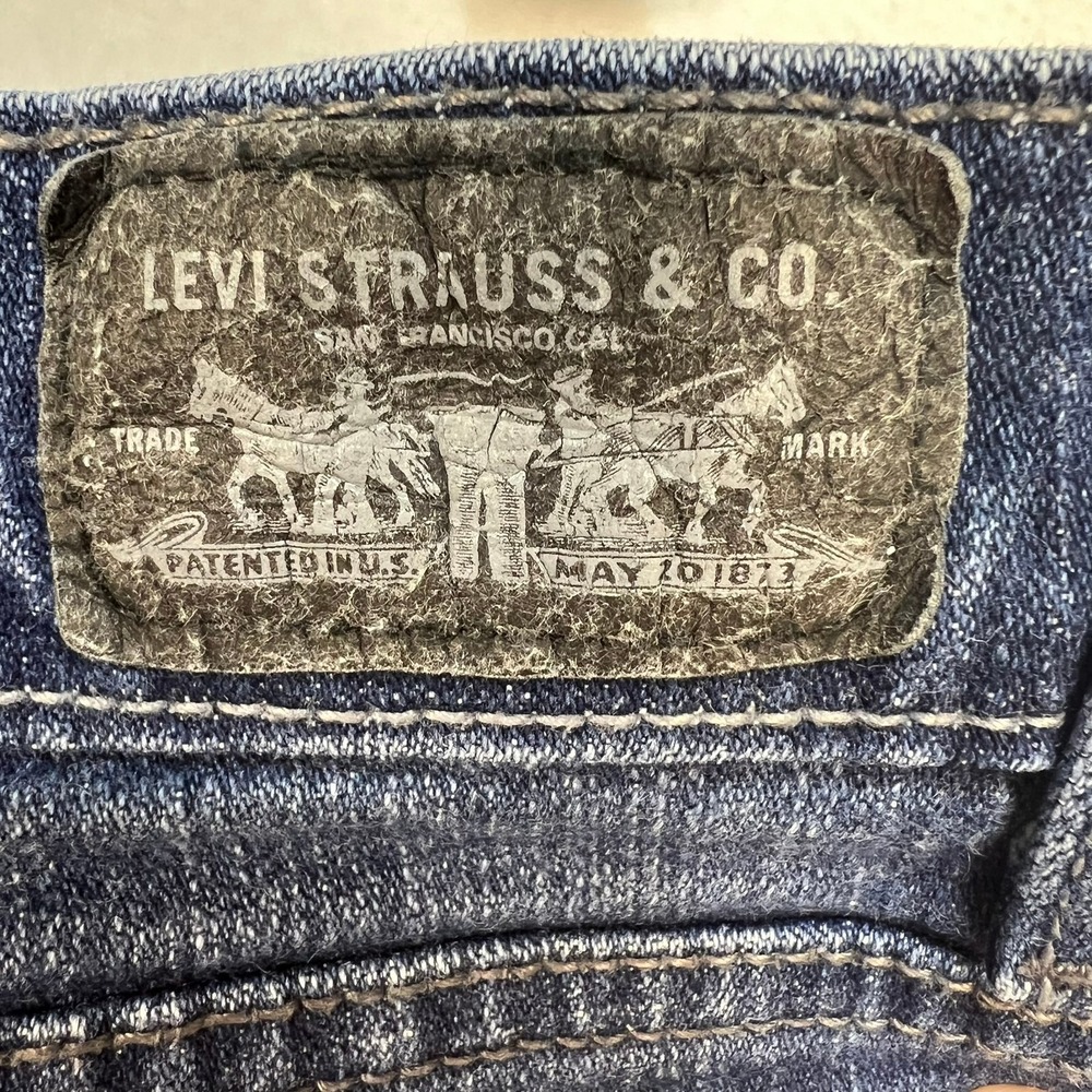 Levi Blue Denim Shorts Women 16 Mid Rise Stretch Bermuda Casual Summer - Picture 7 of 13